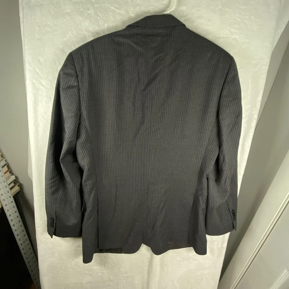 Tommy Hilfiger Suit Jacket Mens 40R Gray Pinstripe 100% Wool 2 Button Blazer